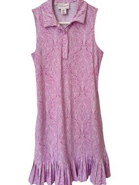 Laura Ashley Pink Floral Print Sleeveless Pleated Hem Dress Size XS